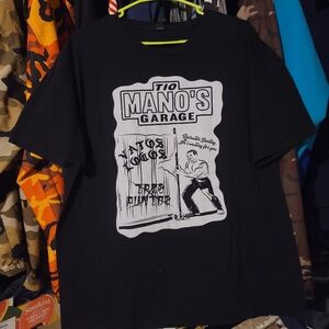 Black Graphic T-Shirt with Tio Mano's Garage Design